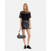 T-shirt Avec Dentelle Noir pour Femme - Taille 2 - The Kooples