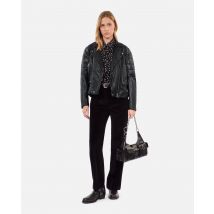 Blouson Motard En Cuir Noir pour Femme - Taille 2 - The Kooples