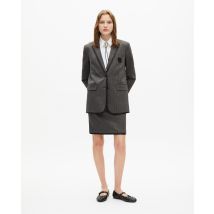 Grey Wool-blend Striped Jacket For Woman - The Kooples