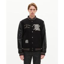 Blouson Varsity En Cuir Noir The Kooples X Schott Nyc pour Homme - Taille L - The Kooples
