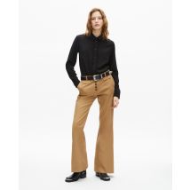 Pantalon Flare En Coton Et Lin Beige pour Femme - Taille 42 - The Kooples