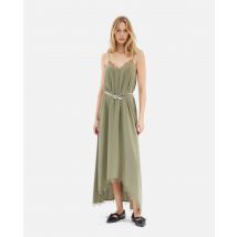 Robe Nuisette Longue Kaki En Soie pour Femme - Taille 3 - The Kooples