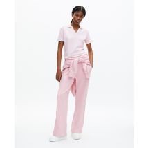 Polo Col V Rose Pâle pour Femme - Taille 0 - The Kooples