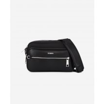 Messenger Bag In Black Leather And Nylon Fiber For Man - The Kooples