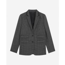 Tailored Jacket In Black And Grey Fleece For Woman - The Kooples