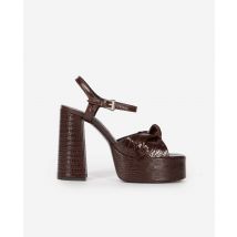 Sandales À Talons En Cuir Marron pour Femme - Taille 36 - The Kooples