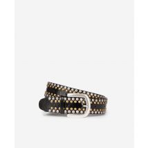 Black Leather Belt With Studs For Woman - The Kooples