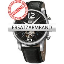Perigaum Ersatzband Leder P-1111 schwarz silberne Schliesse 24 mm
