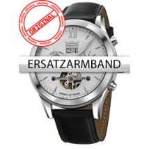Perigaum Ersatzband Leder P-1112 schwarz silberne Schliesse 22 mm
