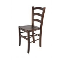 Sedia Venice Tommychairs, robusta struttura in legno di faggio verniciata in noce e seduta in legno