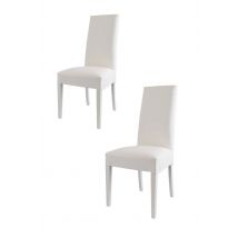 Set 2 sedie Luisa Tommychairs, struttura in faggio bianco, seduta e schienale imbottiti e rivestiti in pelle artificiale