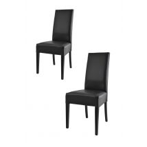 Set 2 sedie Luisa Tommychairs in faggio nero, seduta e schienale imbottiti e rivestiti in pelle artificiale