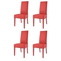 Set 4 sedie Luisa Tommychairs in faggio color rosso, seduta e schienale rivestiti in pelle artificiale rossa