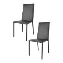 Set 2 sedie impilabili Julia Tommychairs, struttura in acciaio imbottita e rivestita in finta pelle colore nero