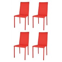 Set 4 sedie impilabili Julia Tommychairs, struttura in acciaio imbottita e rivestita in finta pelle colore rosso