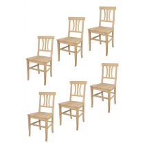 Set 6 sedie Artemisia Tommychairs, struttura in legno di faggio levigato, non trattato, 100% naturale e seduta in legno