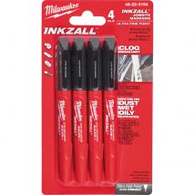 Milwaukee 4 Piece Inkzall Fine Tip Marker Pens Pack of 4