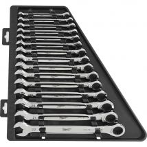 Milwaukee 15 Piece Max Bite Ratcheting Combination Spanner Set Metric