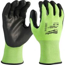 Milwaukee Hi Vis Cut Level 3 Dipped Work Gloves Black / Yellow S Pack of 1
