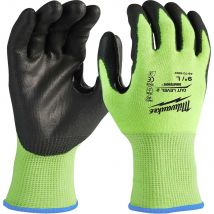 Milwaukee Hi Vis Cut Level 2 Dipped Work Gloves Black / Yellow 2XL Pack of 1
