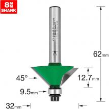 Trend CRAFTPRO Chamfer Bearing Guided Router Cutter 32mm 12.7mm 8mm