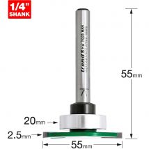 Trend CRAFTPRO Weatherseal Groover Router Cutter 34mm 2.5mm 1/4"