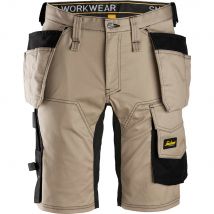 Snickers 6141 Mens Allround Work Stretch Slim Fit Holster Pockets Shorts Khaki / Black 31"