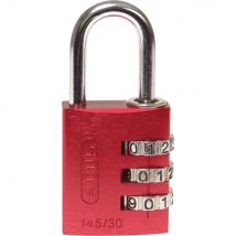 Abus 145 Series Aluminium Combination Padlock 30mm Red Standard