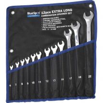 BlueSpot 12 Piece Extra Long Combination Spanner Set