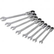BlueSpot 8 Piece Flexible Ratchet Spanner Set Metric
