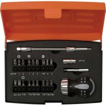 Bahco 808050-S22 22 Piece Stubby Ratchet Screwdriver and Bit Set 1/4"