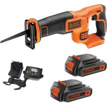 Black and Decker BDCR18 18v Cordless Reciprocating Saw 2 x 2ah Li-ion Battery Charger No Case