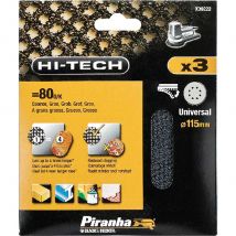 Black and Decker Piranha Hi Tech Quick Fit Mesh ROS Sanding Sheets 115mm 115mm 80g Pack of 3