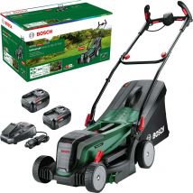 Bosch UNIVERSALROTAK 2X18V-37-550 P4A 36v Cordless Rotary Lawnmower 370mm 2 x 4ah Li-ion Battery Charger