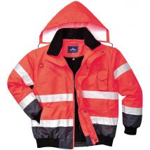 Oxford Weave 300D Class 3 Hi Vis Contrast BomberJacket Red / Navy L