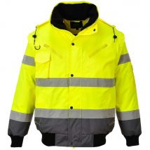 Oxford Weave 300D Class 3 Hi Vis Contrast BomberJacket Yellow / Grey M