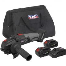 Sealey CP20VAGX 20v Cordless Brushless Angle Grinder 115mm 1 x 2ah & 1 x4ah Li-ion Battery Charger Bag