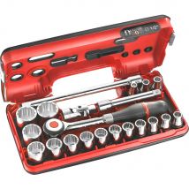 Facom 21 Piece 1/2" Drive Bi Hex Socket Set Metric in Detection Box 1/2"