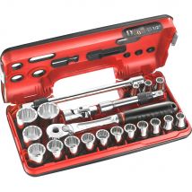 Facom 21 Piece 1/2" Drive Locking Bi Hex Socket Set Metric in Detection Box 1/2"