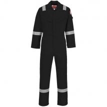 BizFlame Mens Flame Resistant Super Lightweight Antistatic Coverall Black XL 32"