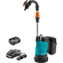 Gardena 2000/2 P4A 18v Cordless Rainwater Submersible Water Butt Tank Pump 1 x 2.5ah Li-ion Battery Charger
