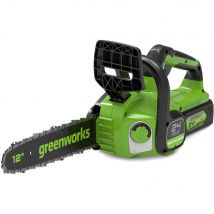 Greenworks GD24CS30 24v Cordless Brushless Chainsaw 300mm 1 x 4ah Li-ion Battery Charger