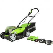 Greenworks G24X2LM36 48v Cordless Rotary Lawnmower 360mm 2 x 2ah Li-ion Battery Charger