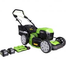 Greenworks GD24X2LM46SP 48v Cordless Brushless Self Propelled Rotary Lawnmower 460mm 2 x 4ah Li-ion Battery Charger