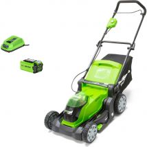 Greenworks G40LM41 40v Cordless Rotary Lawnmower 400mm 1 x 2ah Li-ion Battery Charger