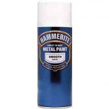 Hammerite Smooth Finish Aerosol Spray Metal Paint White 400ml
