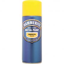 Hammerite Smooth Finish Aerosol Spray Metal Paint Yellow 400ml