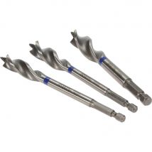 Irwin 3 Piece Blue Groove Nail Biteing Power Wood Drill Bit Set