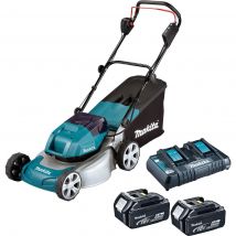 Makita DLM460 Twin 18v LXT Cordless Brushless Rotary Lawnmower 460mm 2 x 6ah Li-ion Charger