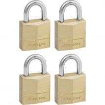 Masterlock Solid Brass Padlock Pack of 4 Keyed Alike